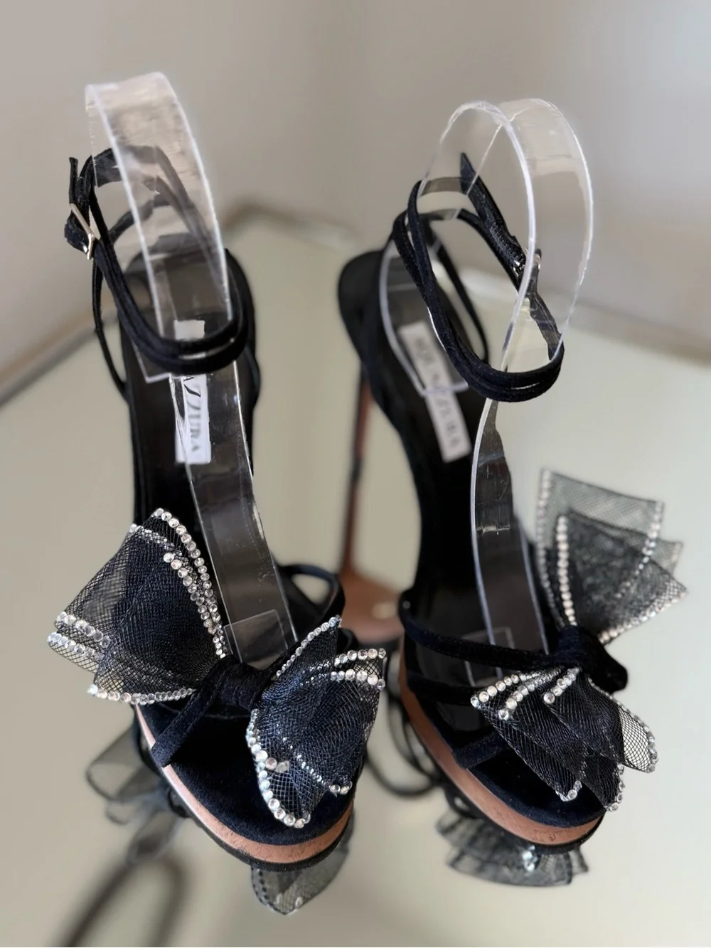 Like new Aquazzura Reve embellished suede sandals $1,150 36.5